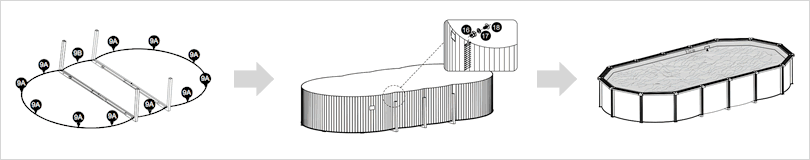 Piscina fuori terra in acciaio Ovale autoportante Gray Pool 910x460 grigia effetto rattan h. 130 cm: compreso nel kit: istruzioni di montaggio