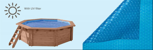 Copertura estiva della piscina in legno fuori terra da giardino Ocean 430 Liner azzurro
